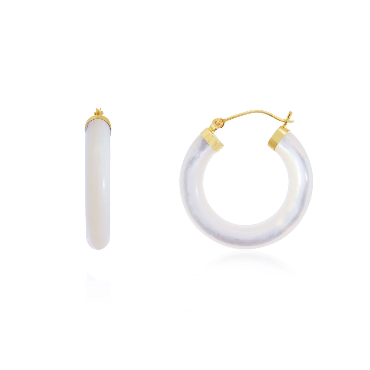 HEART HOOP & CHARM EARRING GOLD MOTHER OF PEARL main image 1
