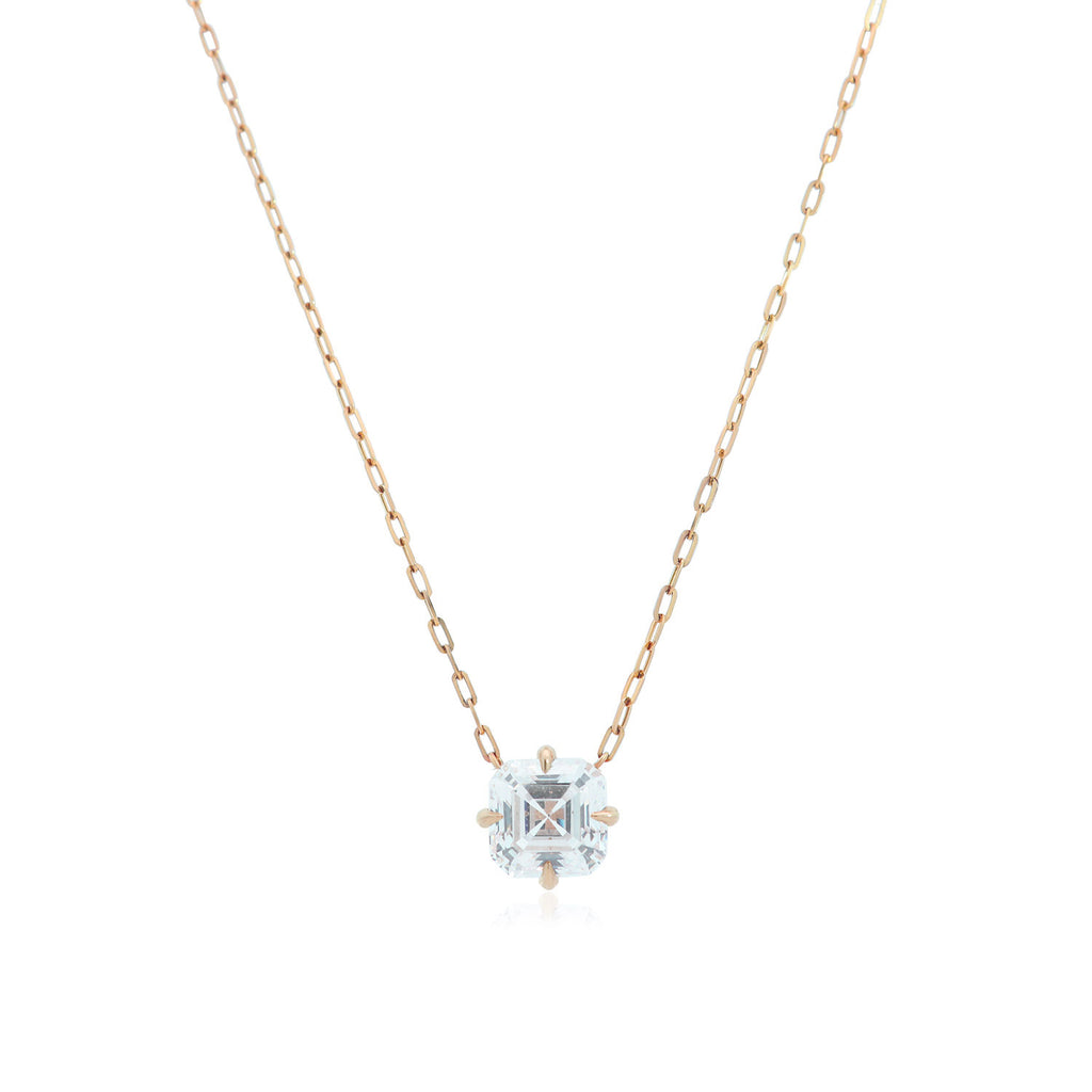 Asscher Cut Diamond Solitaire Necklace