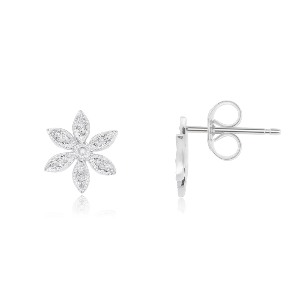 Diamond Flower Stud Earrings