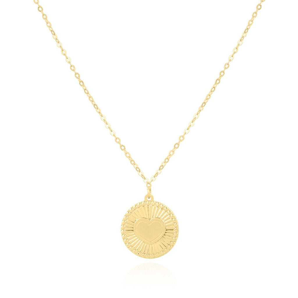 Gold Heart Medallion Necklace