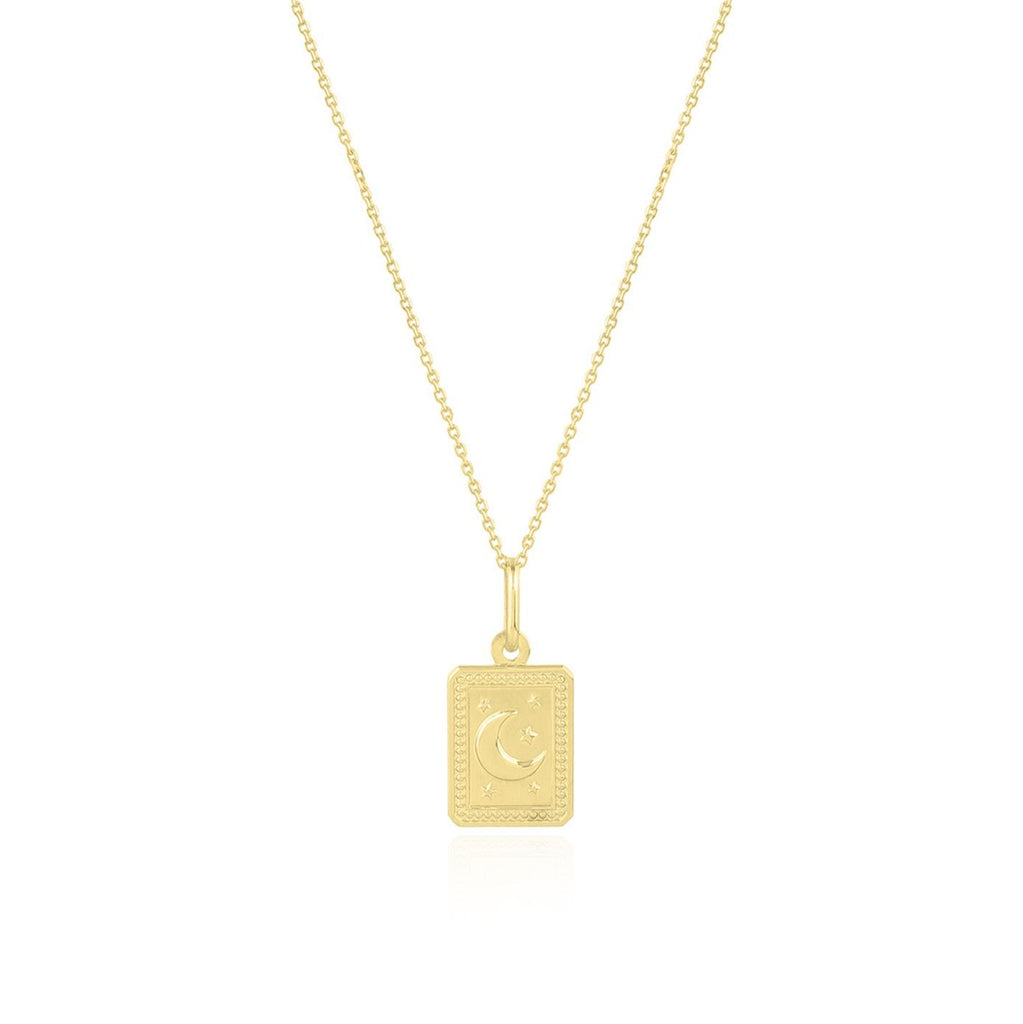 Gold Moon Tag Necklace