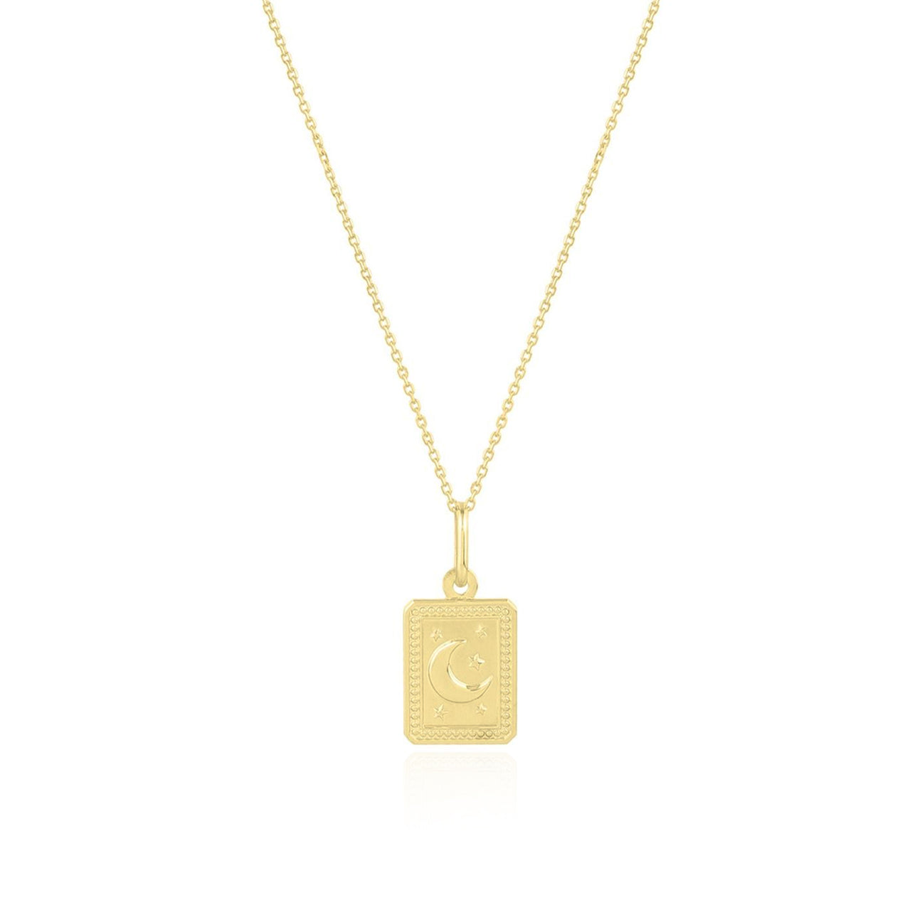 Gold Moon Tag Necklace