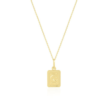 Gold Moon Tag Necklace