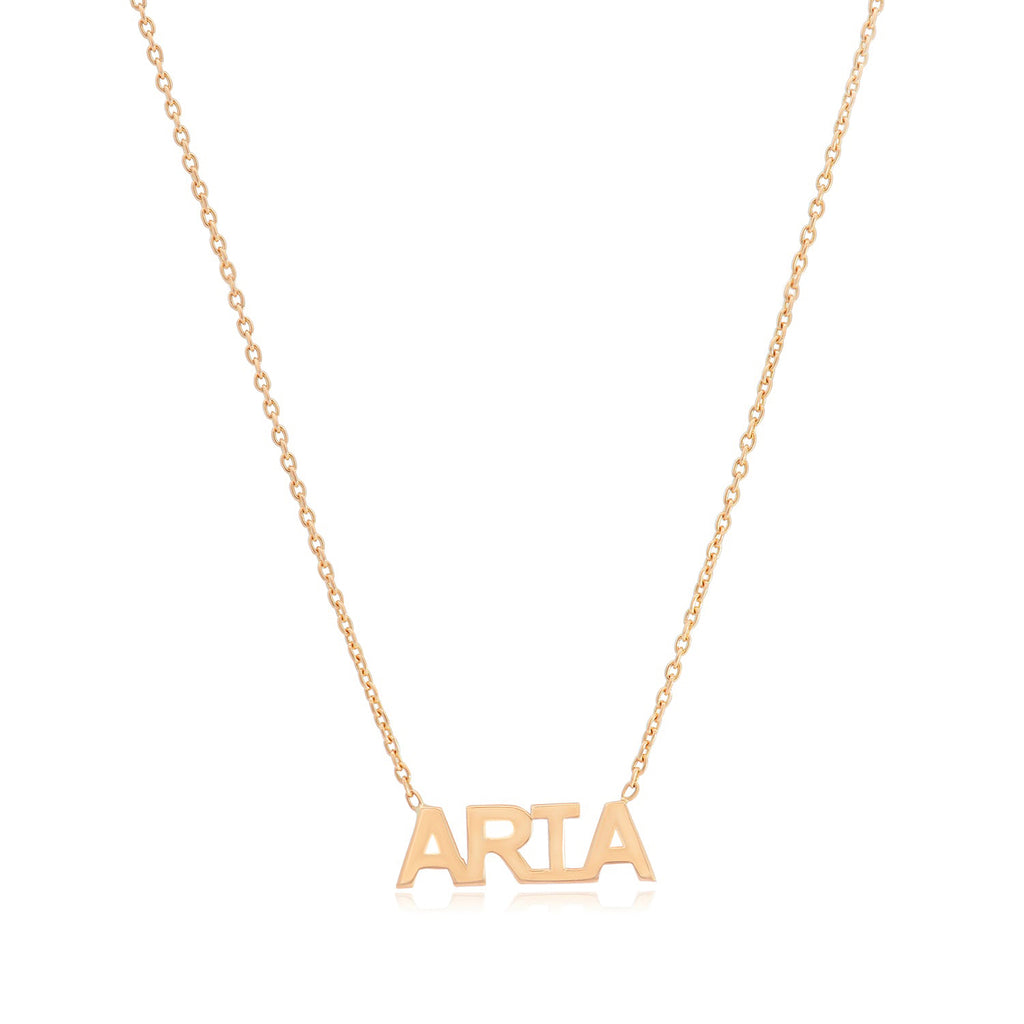 Gold Block Name Necklace