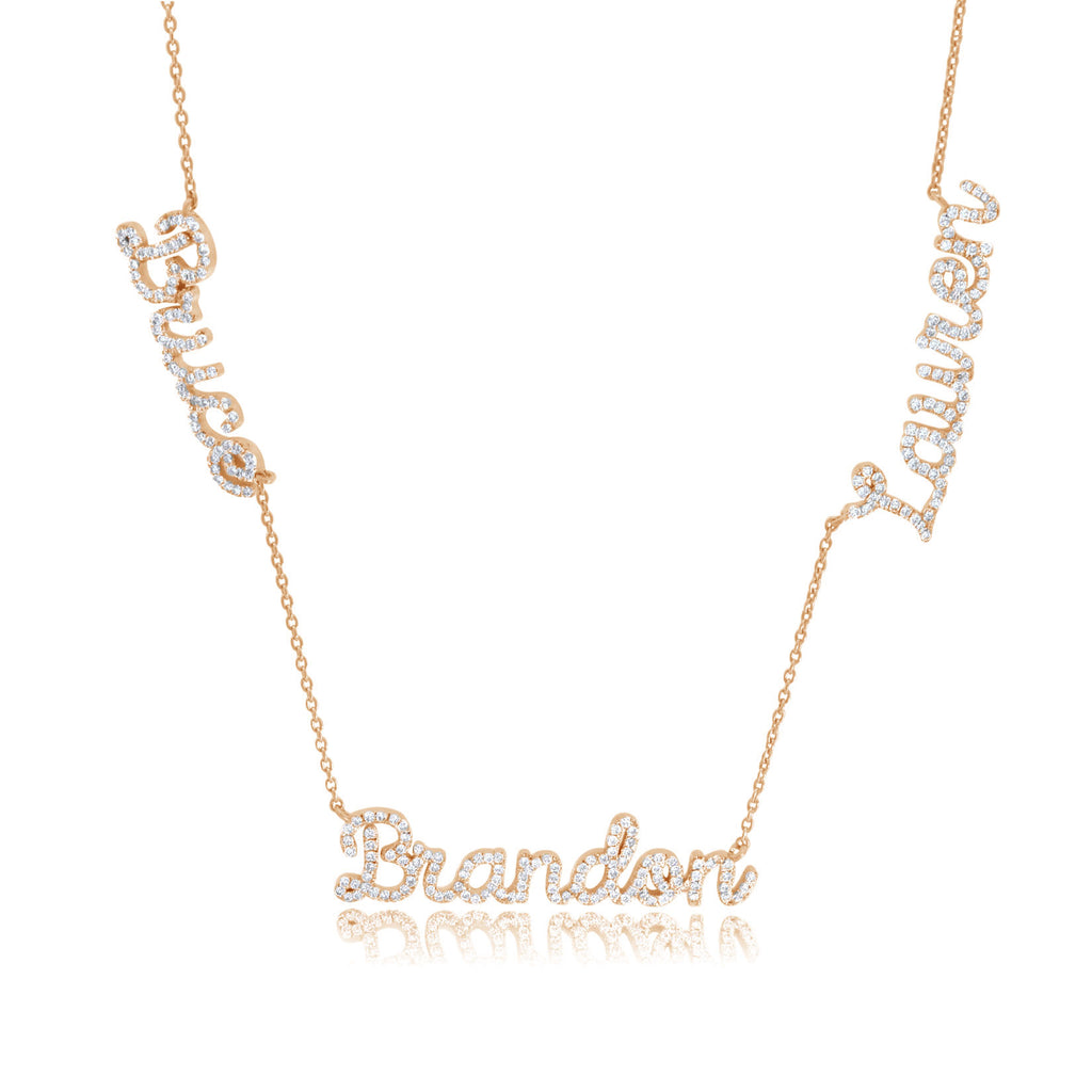 Diamond Script Three Name Necklace