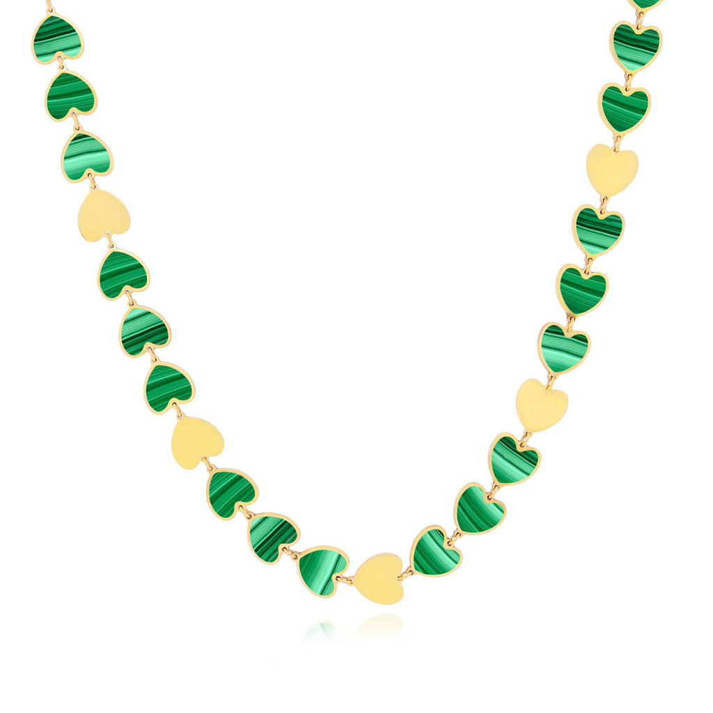 Malachite and Gold Heart Necklace