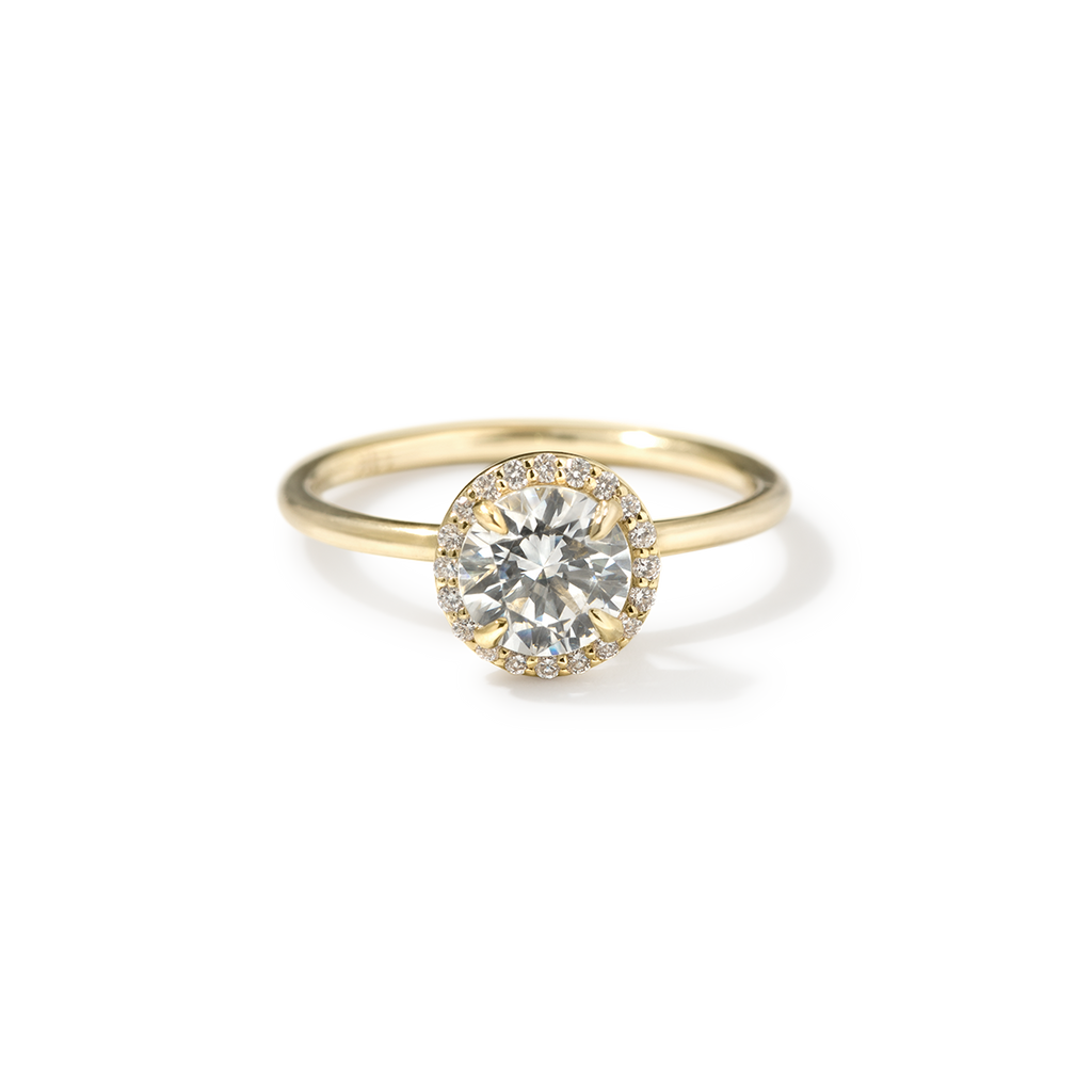 18K Yellow Gold Round Halo Engagement Ring