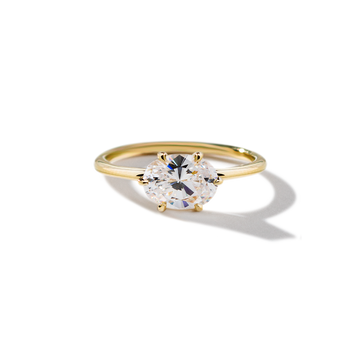 18K Yellow Gold Oval East West Engagement Ring