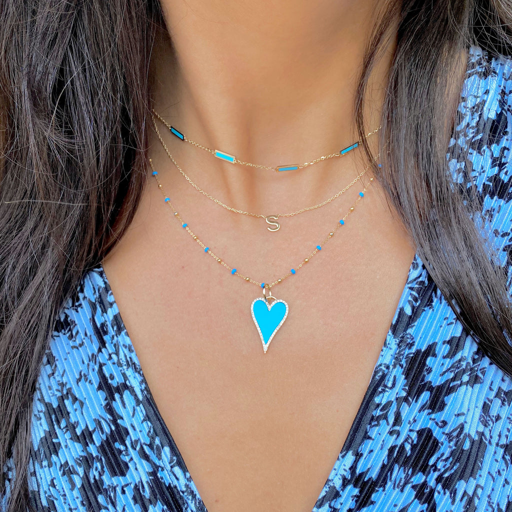 Baguette Turquoise Half Chain Necklace