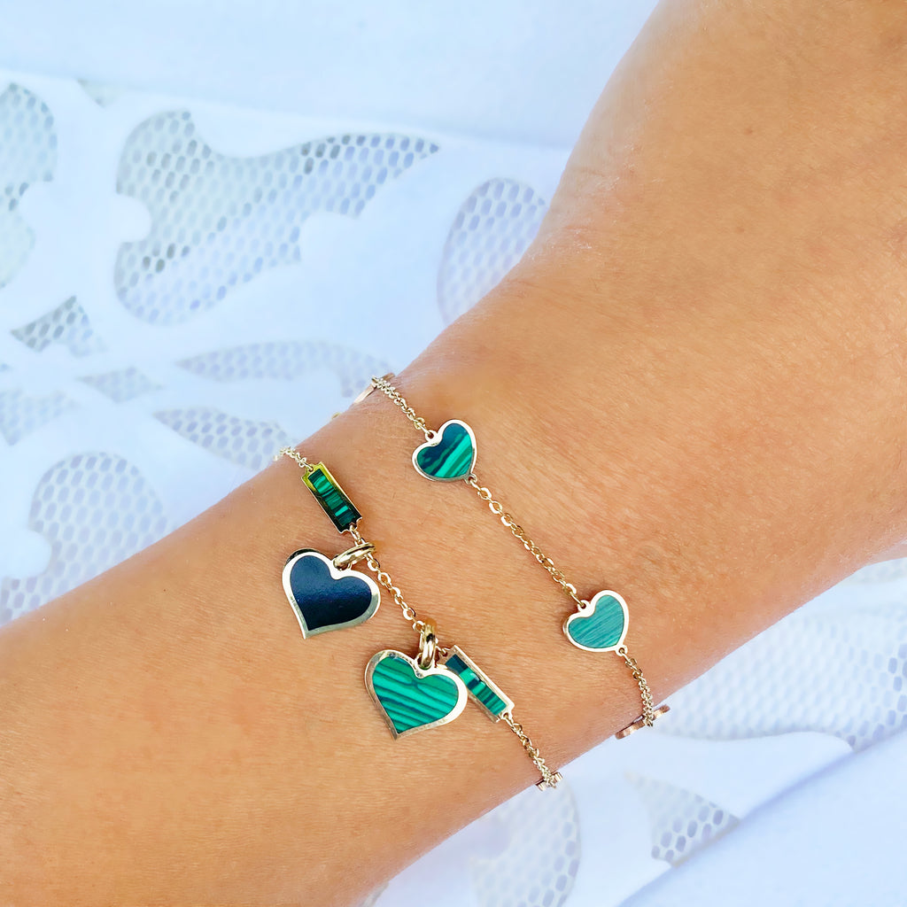 Mini Malachite Heart Charm