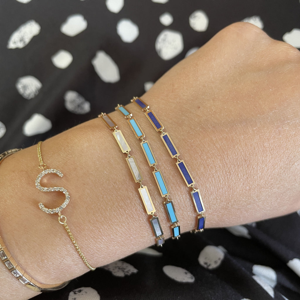 Baguette Lapis Link Bracelet