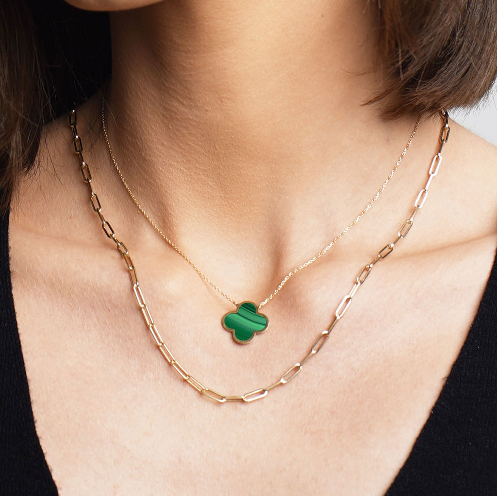 Malachite Single Clover Necklace
