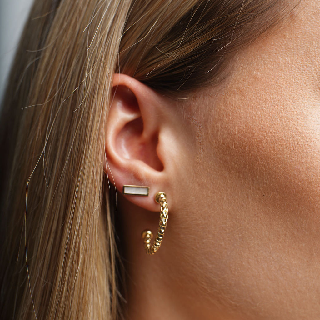 Gold Box Chain Hoop Earrings