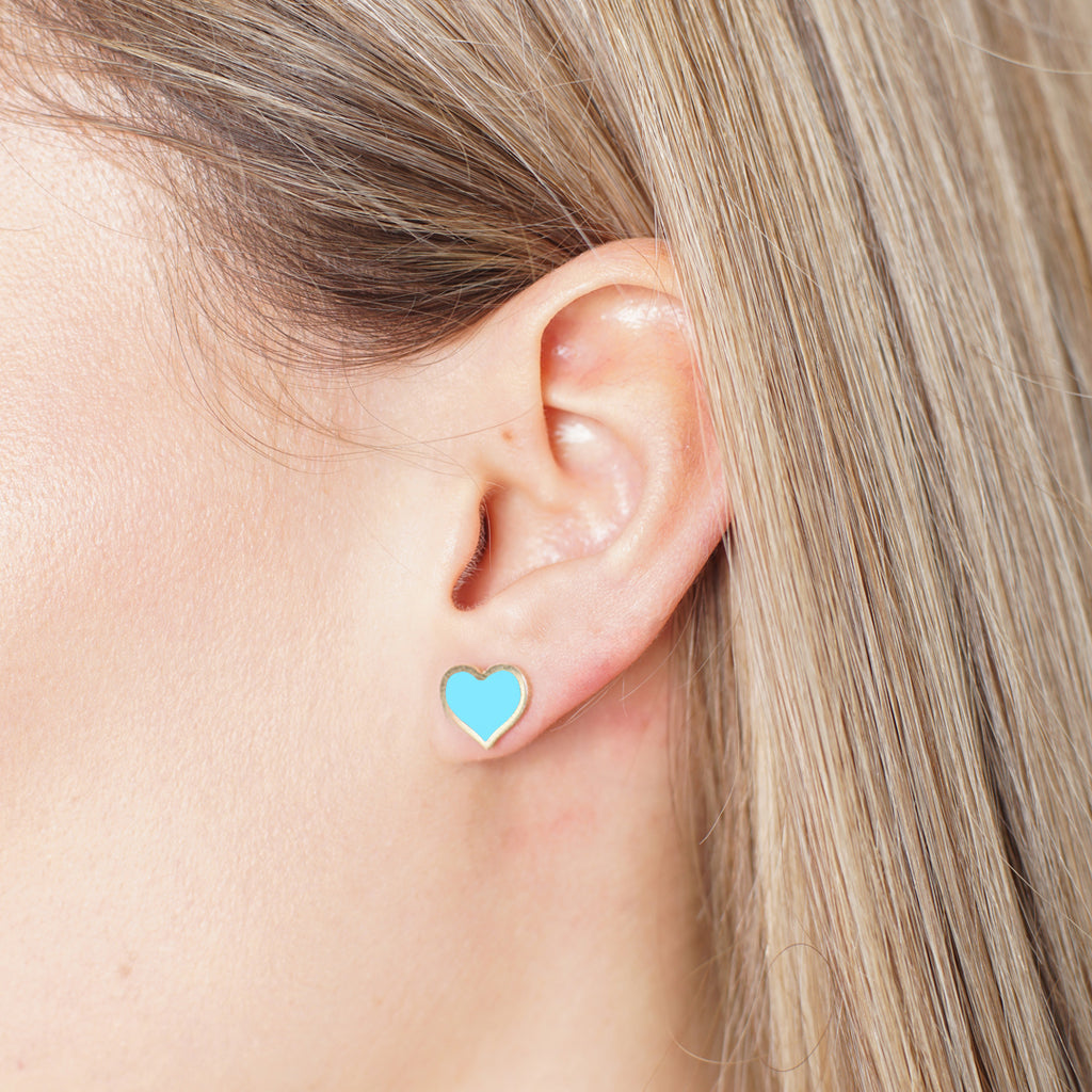 Large Turquoise Heart Stud Earrings