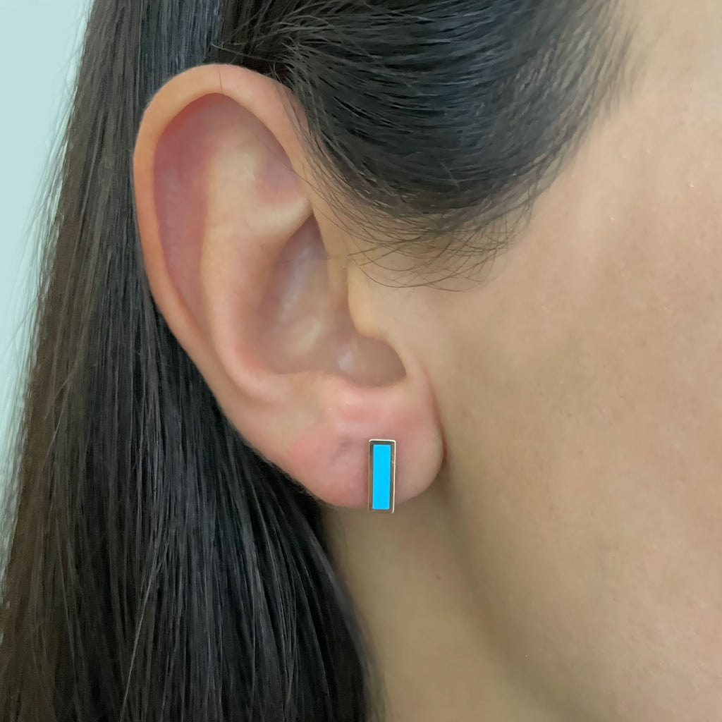 Turquoise Baguette Stud Earrings