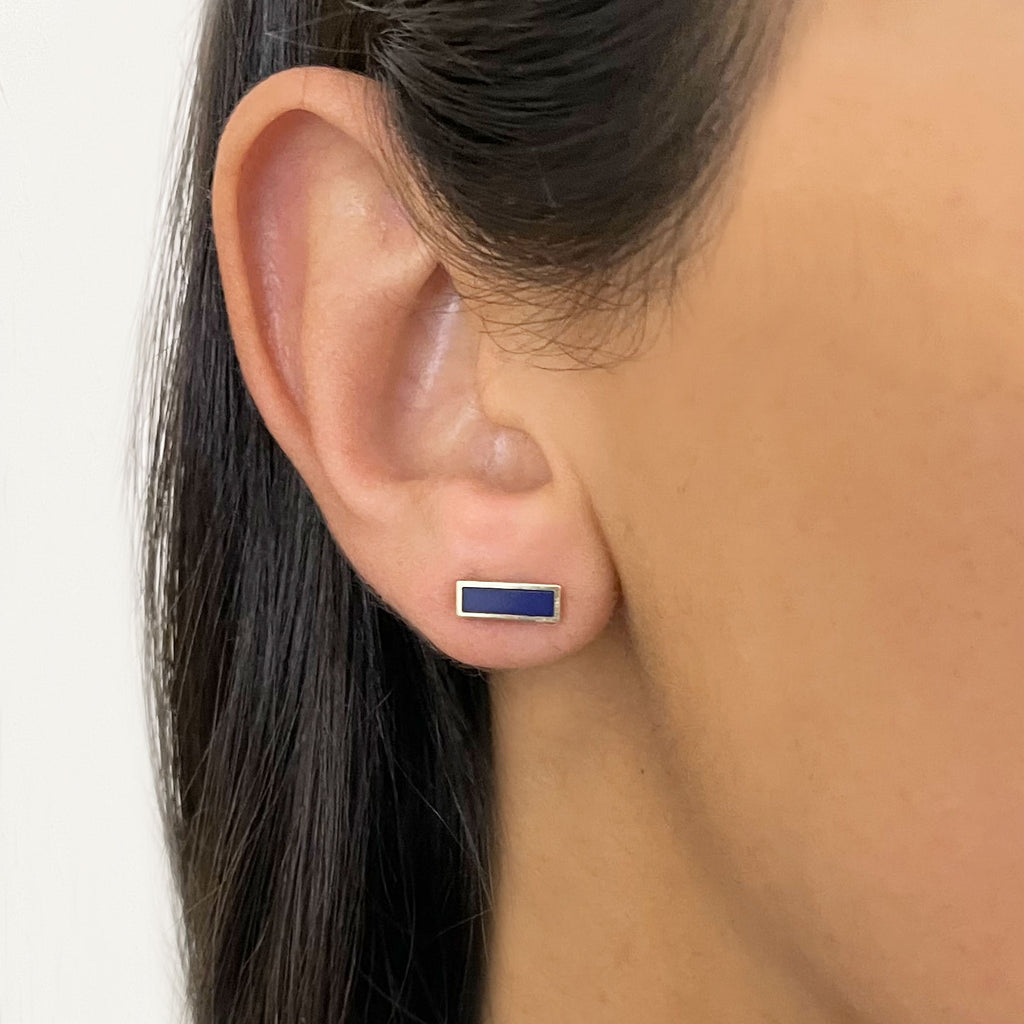 Lapis Baguette Stud Earrings