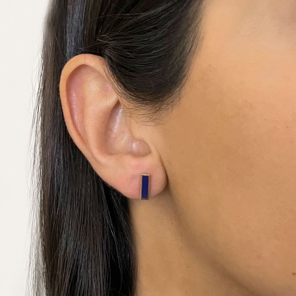 Lapis Baguette Stud Earrings