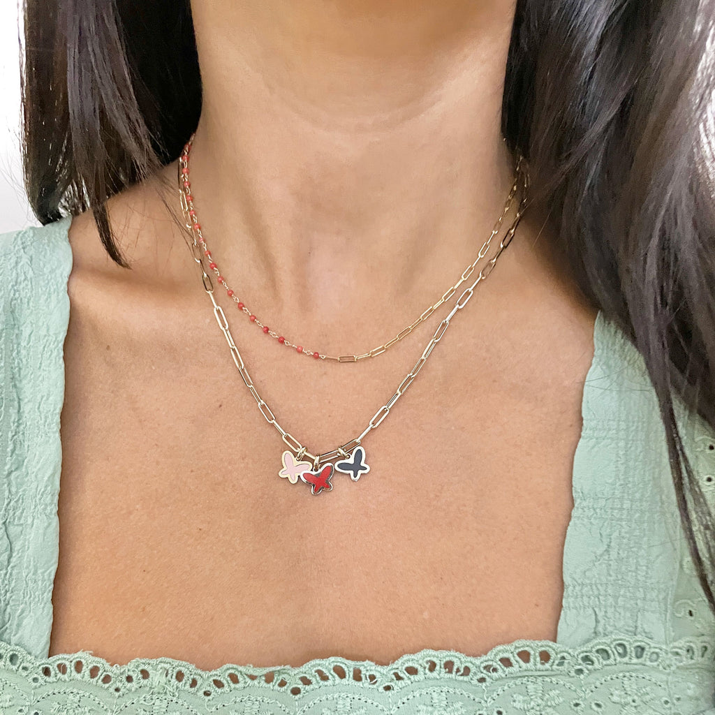 Mini Pink Mother of Pearl Butterfly Charm