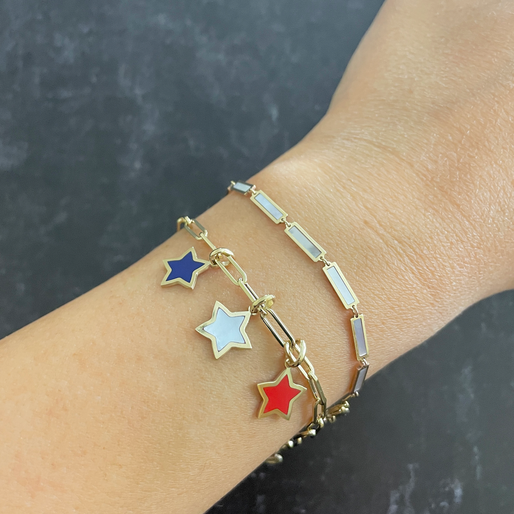 Baguette Mother of Pearl Link Bracelet