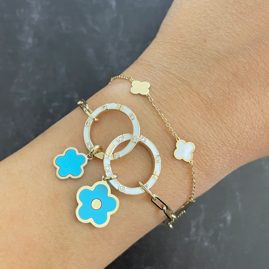 Mini Turquoise Flower Charm