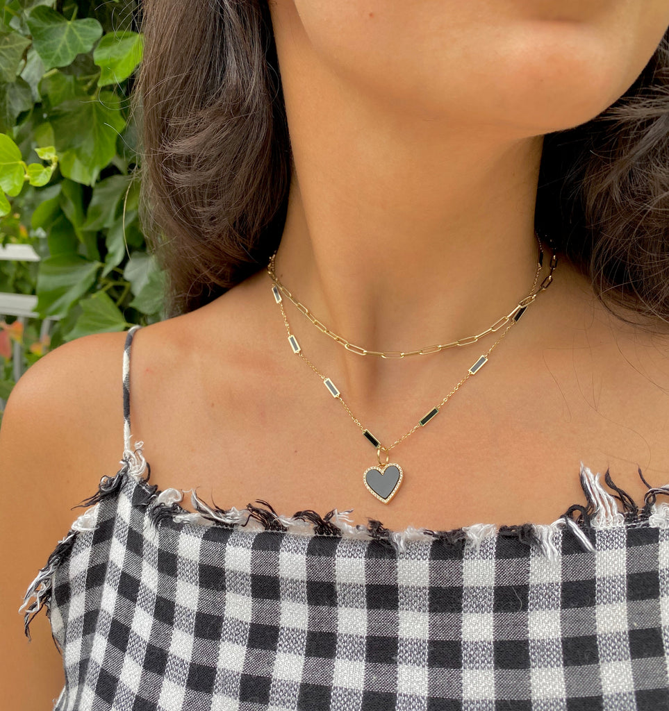 Baguette Onyx Half Chain Necklace