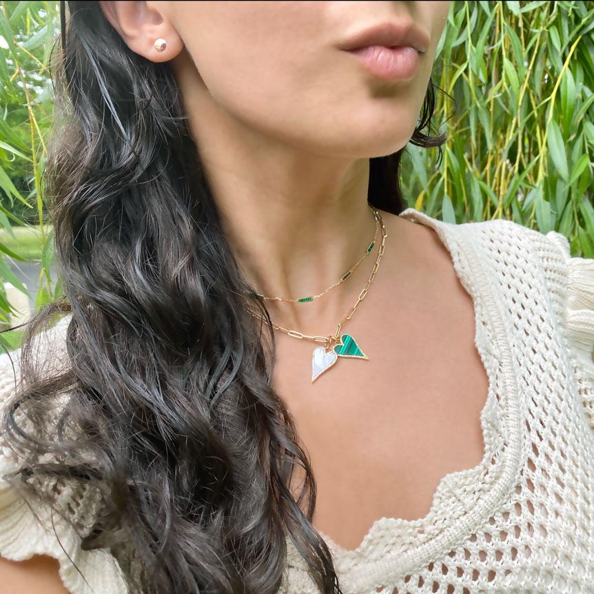 Baguette Malachite Half Chain Necklace