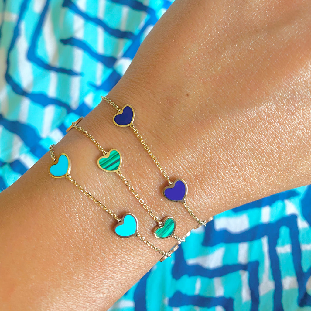 Malachite Heart Station Bracelet