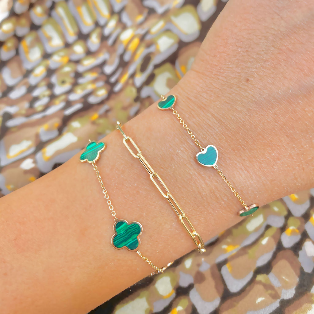 Large Malachite Clover Bracelet