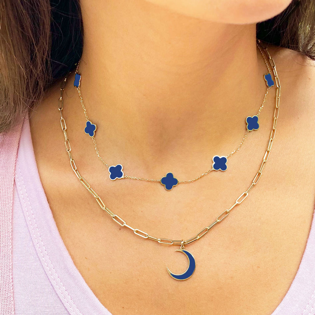 Large Lapis Clover Necklace