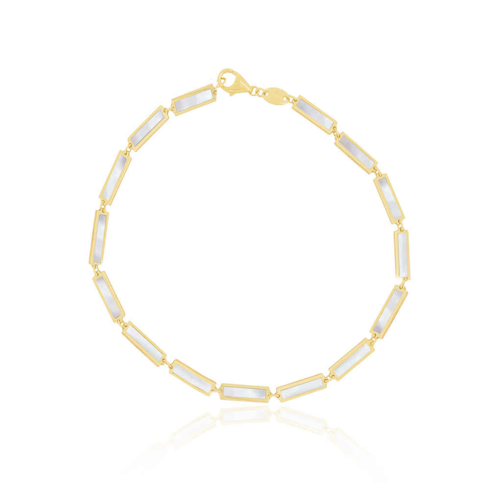 Baguette Mother of Pearl Link Bracelet