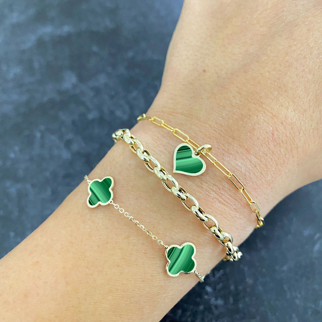 Large Malachite Clover Bracelet