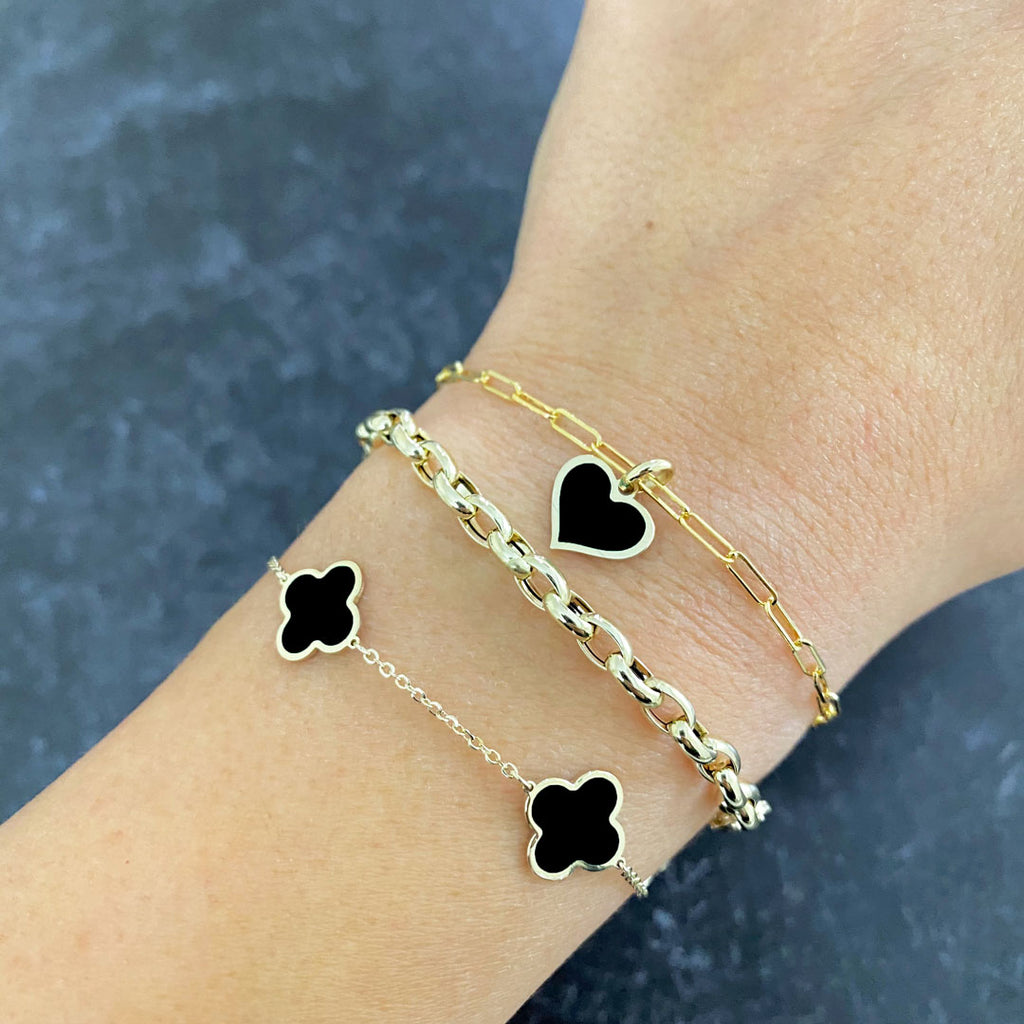 Large Onyx Clover Bracelet