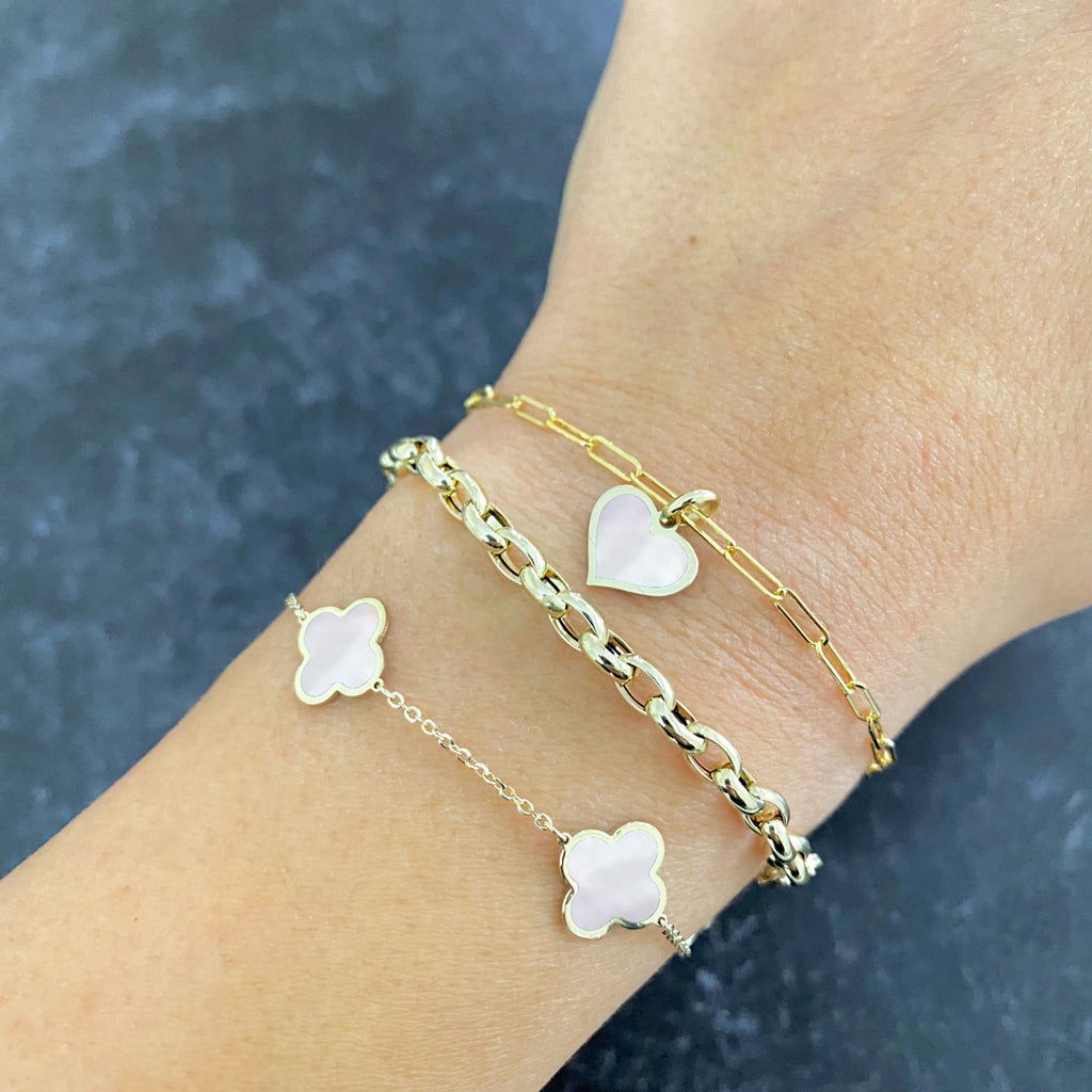 Large Mother of Pearl Clover Bracelet