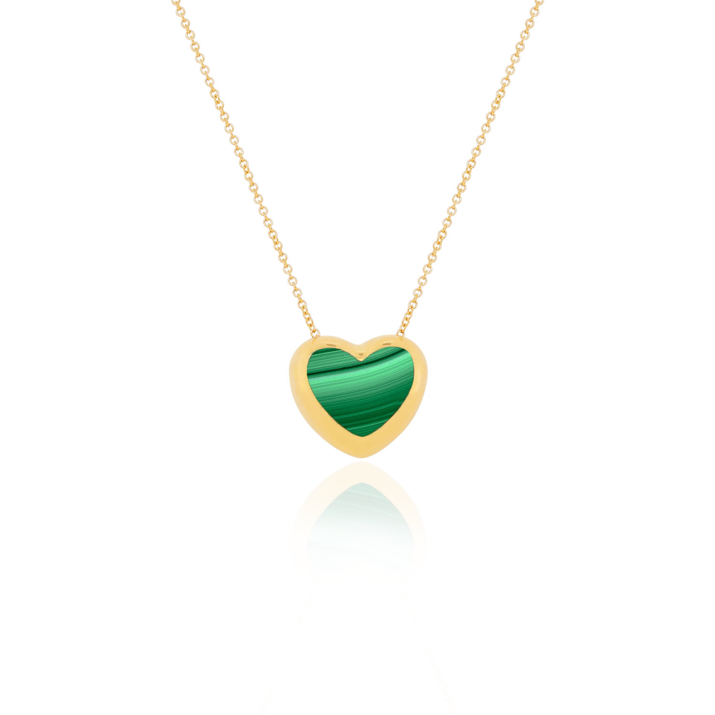 Malachite Puffy Heart Necklace