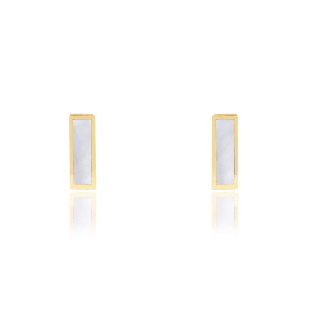 Mother of Pearl Baguette Stud Earrings