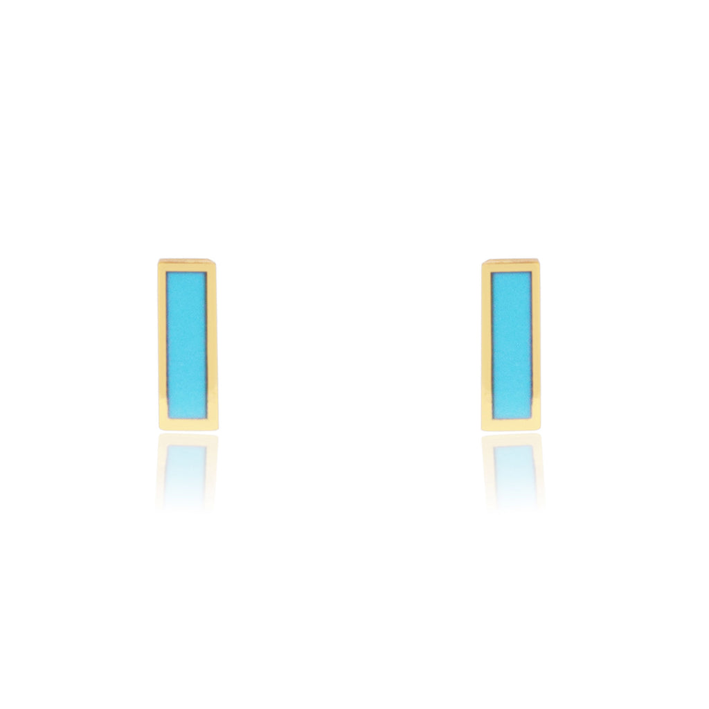 Turquoise Baguette Stud Earrings