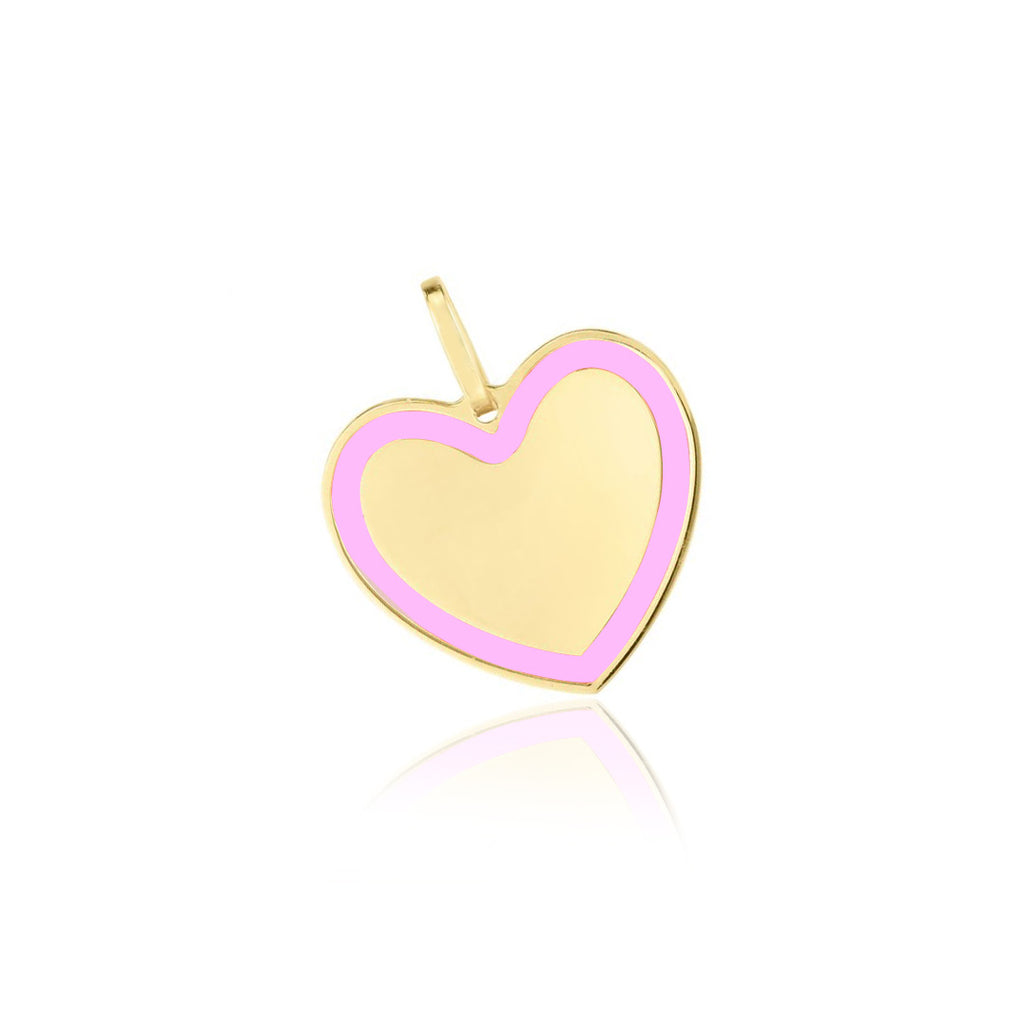 Pink Enamel Golden Heart Charm